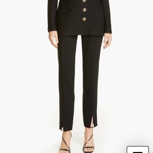 St. John Split Hem Jennifer Crepe Marie Ankle Pants Navy Blue Mid Rise 0